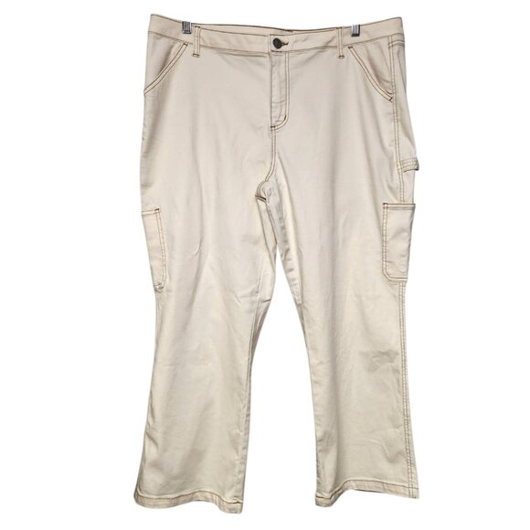 Belle by Kim Gravel 20WP Carpenter Jeans Ecru Twill NWOT - Picture 4 of 7